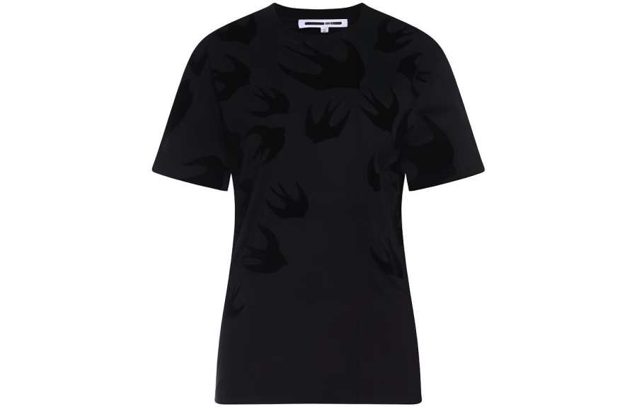 McQ Alexander McQueen T Shirts Women's Black Crew Neck Moderate