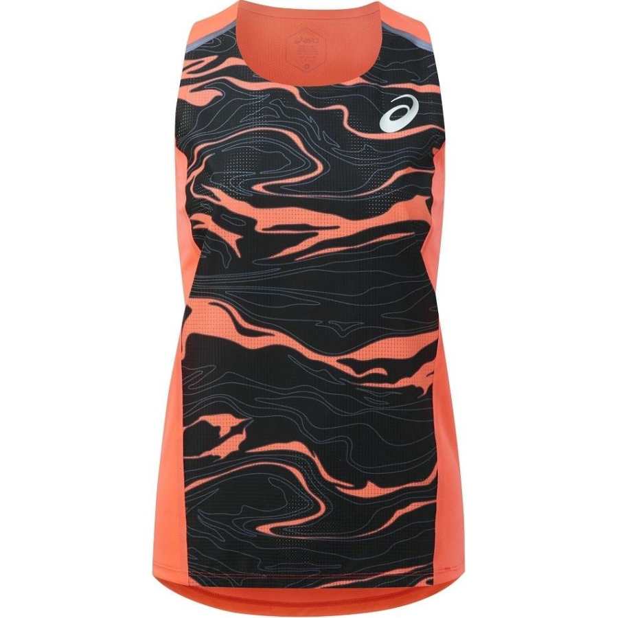 ASICS Tank Tops Women's Orange U Neck Moderate Other