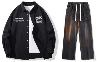 Airwalk Shirt Matching Sets Unisex Square Collar Moderate