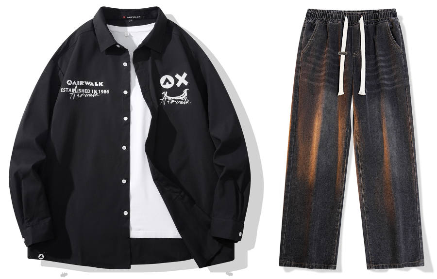 Airwalk Shirt Matching Sets Unisex Square Collar Moderate