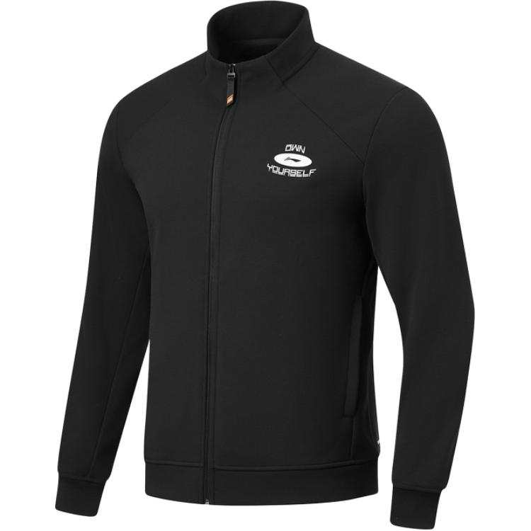 Li-Ning Li Ning Fitness Series Athleisure Minimalist Style Stand Collar Fleece Lined Sweatshirt Men's Black