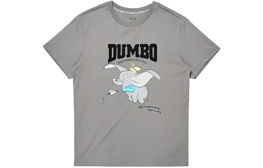 Li-Ning Li Ning X Disney T Shirts Women's Frost Gray Crew Neck Moderate Straight Fit