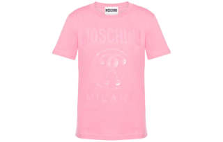 MOSCHINO T Shirts Women's Pink Crew Neck Moderate Straight Fit