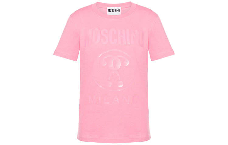 MOSCHINO MOSCHINO T Shirts Women's Pink Crew Neck Moderate Straight Fit