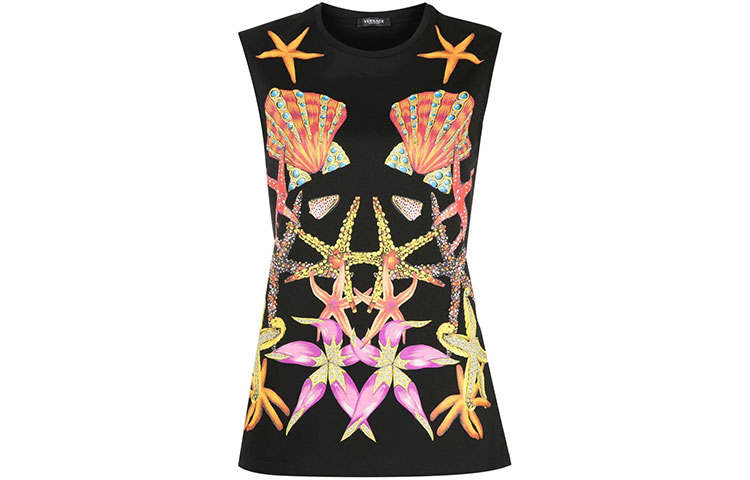 VERSACE Tank Tops Women's Black Crew Neck Moderate Straight Fit