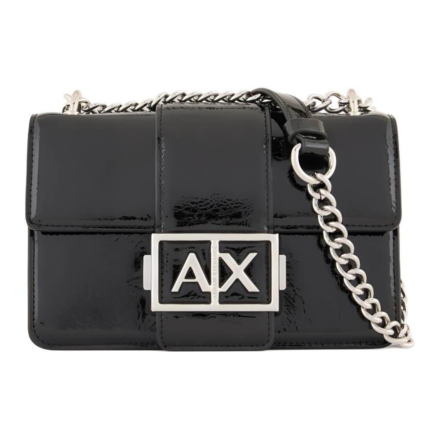 ARMANI EXCHANGE ARMANI EXCHANGEAE Patent Leather Messenger Bag, Shoulder Bag, Crossbody Bag Women's Black