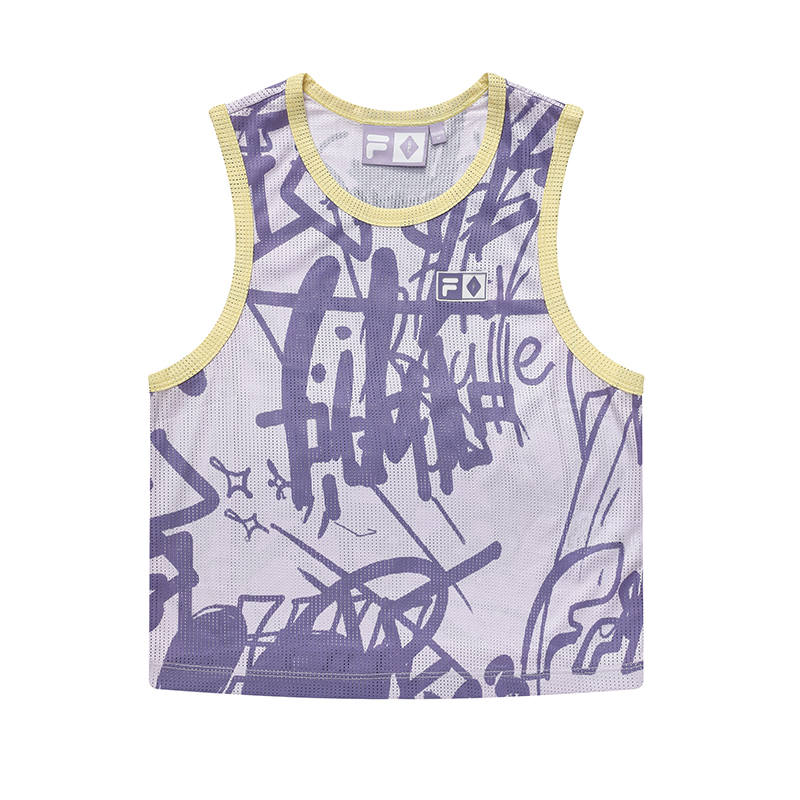 FILA FUSION Tank Tops Women's Mauve Crew Neck Thin Other