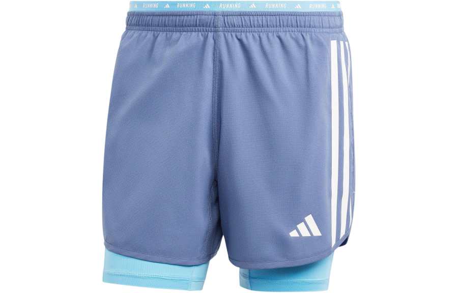 Adidas Adidas Own The Run 3 Stripes 2 in 1 Shorts Sports Shorts Men's Blue