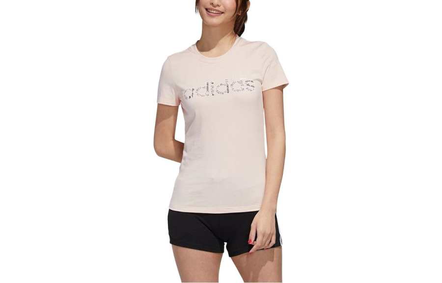 Adidas Adidas T Shirts Women's Light Pink Crew Neck Moderate Straight Fit