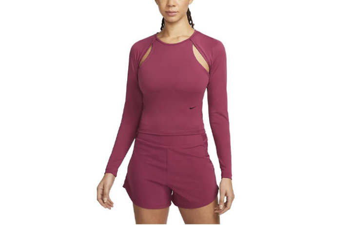 Nike Nike T Shirts Women's Rose Red Crew Neck Moderate Straight Fit