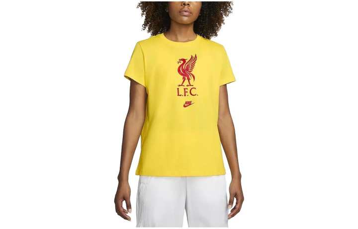 Nike Nike T Shirts Women's Yellow Crew Neck Moderate Straight Fit