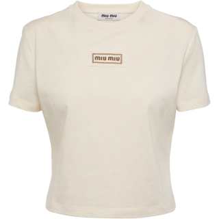MIU MIU T Shirts Women's Beige Crew Neck Moderate Other