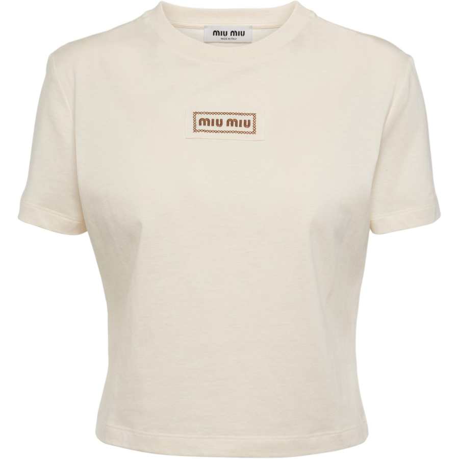 MIU MIU T Shirts Women's Beige Crew Neck Moderate Other