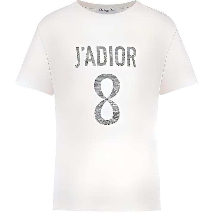 DIOR SS22 J'Adior 8 Letter Logo Print Crew Neck Short Sleeved T Shirt Women's White