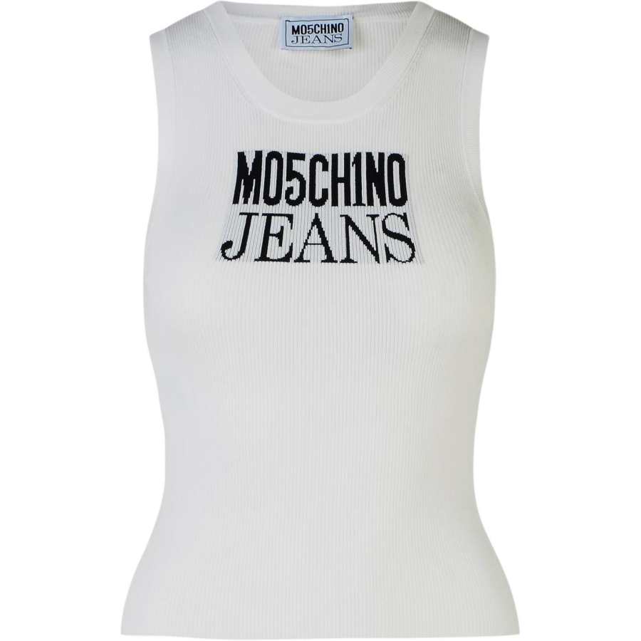 MOSCHINO Jeans Logo Printed Crewneck Ribbed Tank Top