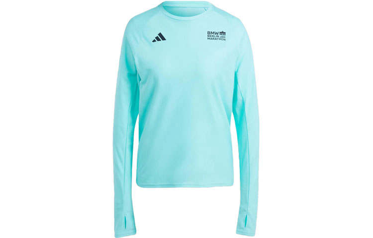 Adidas Adidas Marathon 20 T Shirts Women's Blue Crew Neck Moderate Straight Fit