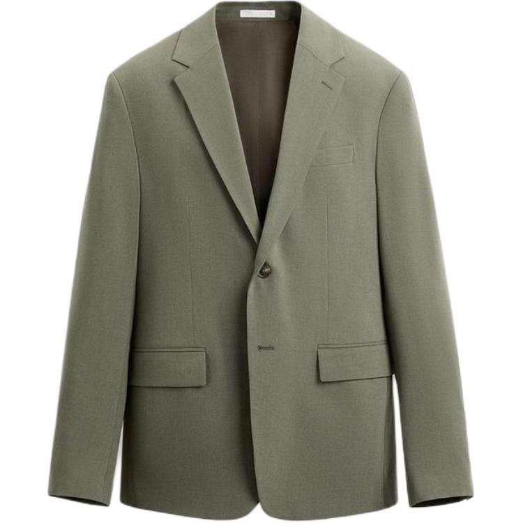 ZARA Business Suits Men's Green Suit Collar Moderate Business Suit