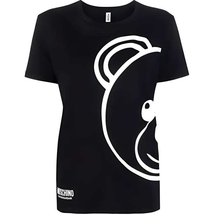 MOSCHINO T Shirts Women's Black Crew Neck Moderate Straight Fit
