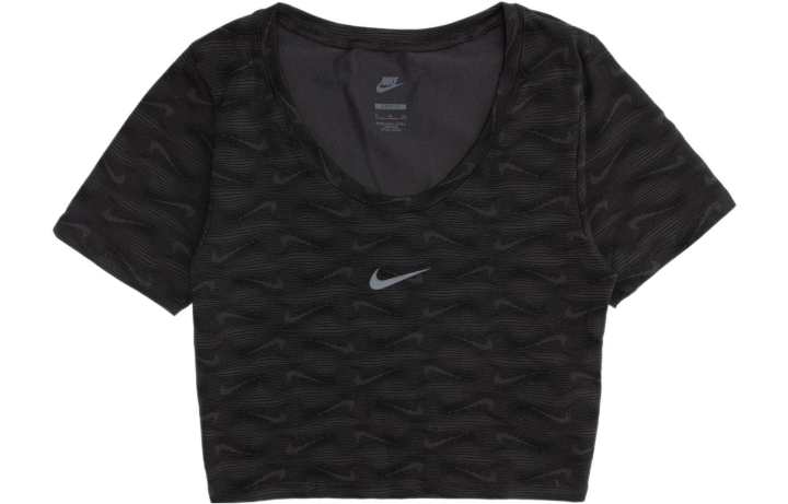 Nike Nike Crop Tops Women's Black Gray Color Crew Neck Moderate