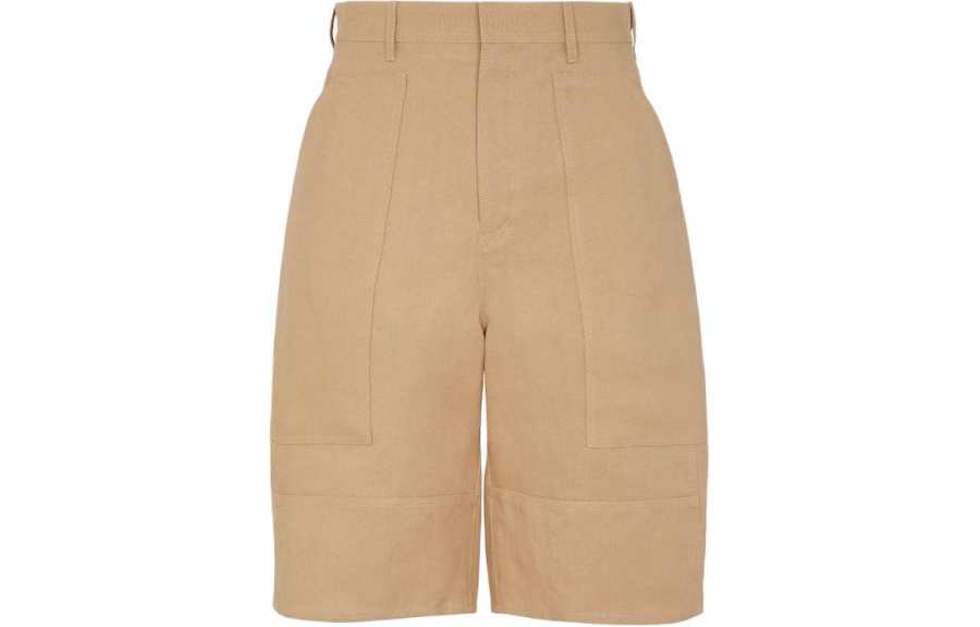 FENDI Logo Patch Wide Leg Shorts