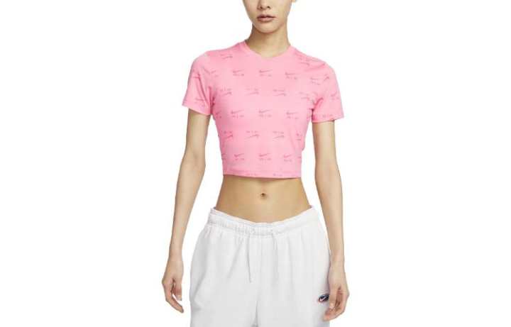 Nike Nike T Shirts Women's Pink Crew Neck Moderate Straight Fit