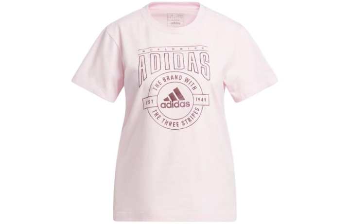 Adidas Adidas T Shirts Women's Pink Crew Neck Moderate Straight Fit