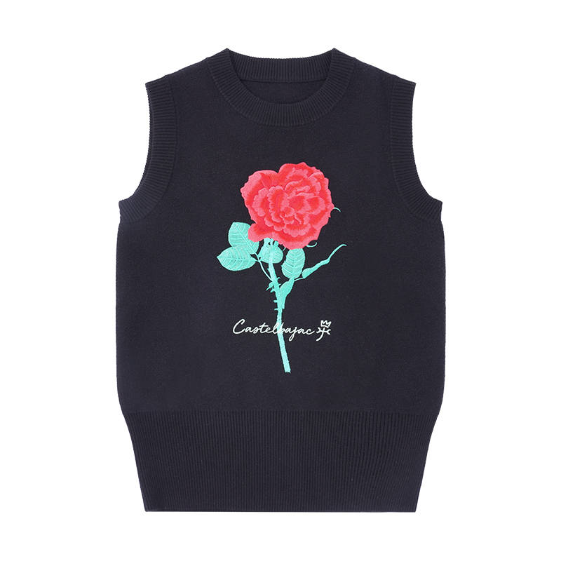 CASTELBAJAC Tank Top Single Flower Branch Women's Black