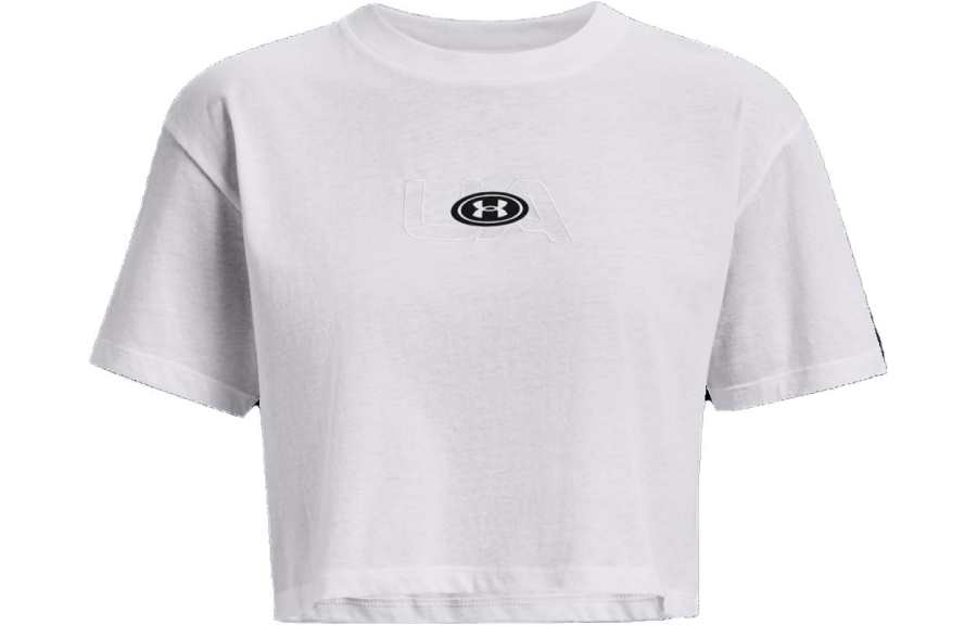 Under Armour Crop Tops Women's White Crew Neck Moderate