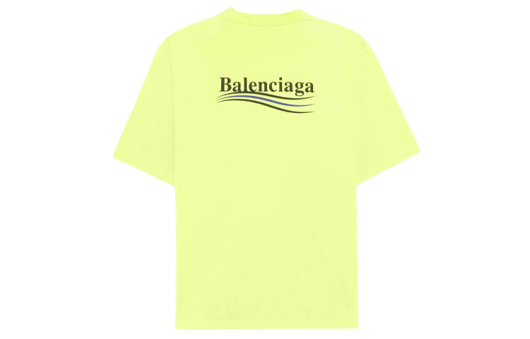 Balenciaga Drop Shoulder Sleeve T Shirt Women's Neon Yellow