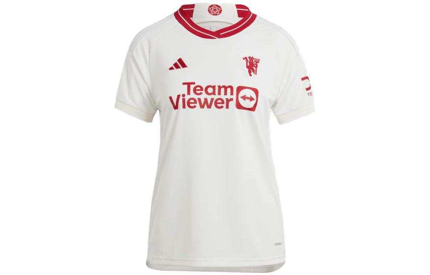 Adidas Adidas Manchester United T Shirts Women's Cloud White Crew Neck Moderate Straight Fit