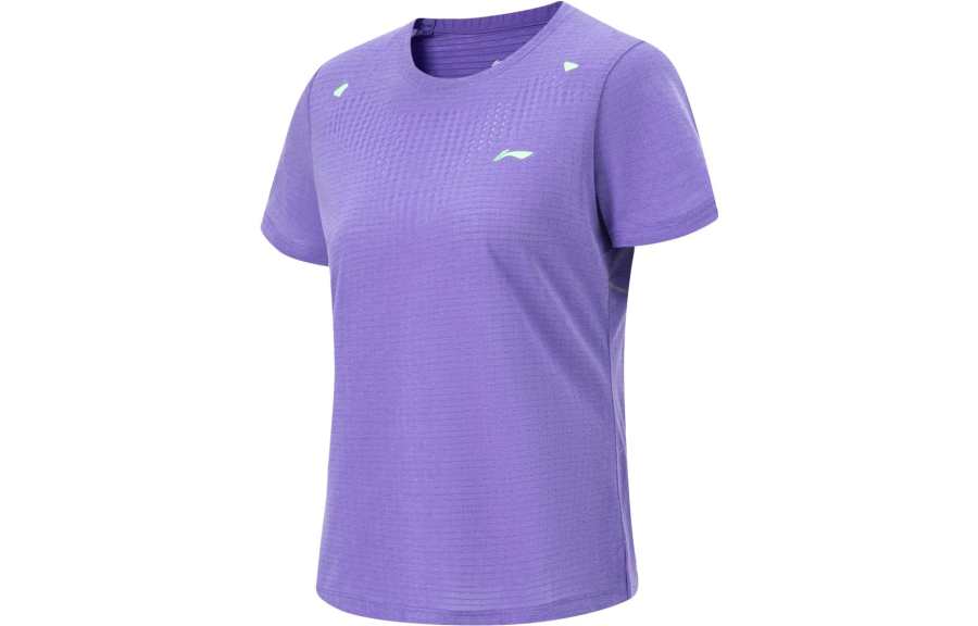 Li-Ning Li Ning Running Collection T Shirts Women's Fluorescent Starlight Purple Crew Neck Moderate Straight Fit