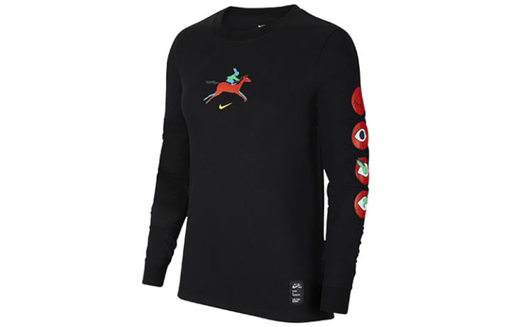 Nike Nike T Shirts Women's Black Crew Neck Moderate Straight Fit