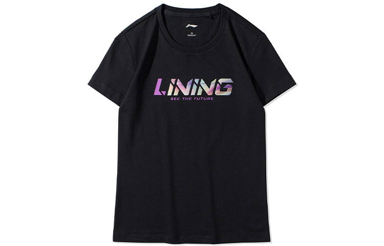 Li-Ning Li Ning Sports Fashion Collection T Shirts Women's Black Crew Neck Moderate Straight Fit