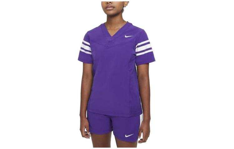 Nike Nike T Shirts Women's Purple V Neck Moderate Straight Fit