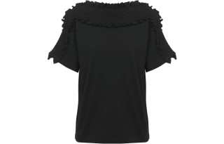 See By Chloe T Shirts Women's Black Boat Neck Moderate Straight Fit