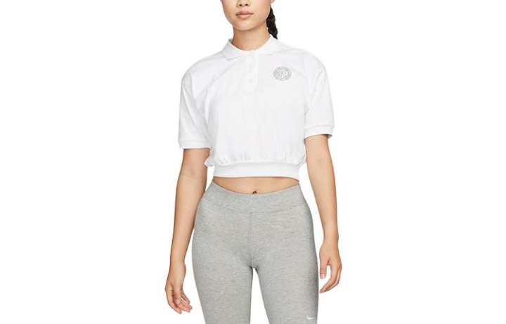 Nike Nike T Shirts Women's White Lapel Moderate Cinched Waist