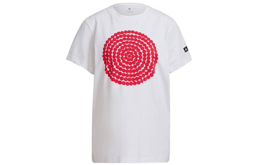 Adidas Adidas X Marimekko T Shirts Women's White Crew Neck Moderate Straight Fit