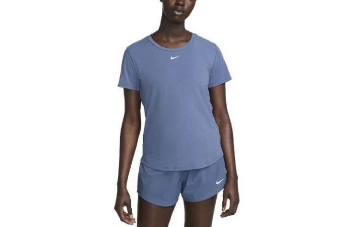 Nike Nike T Shirts Women's Diffused Blue Crew Neck Moderate Straight Fit