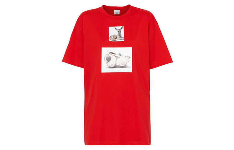 Burberry Drop Shoulder Sleeve T Shirt Women's Red