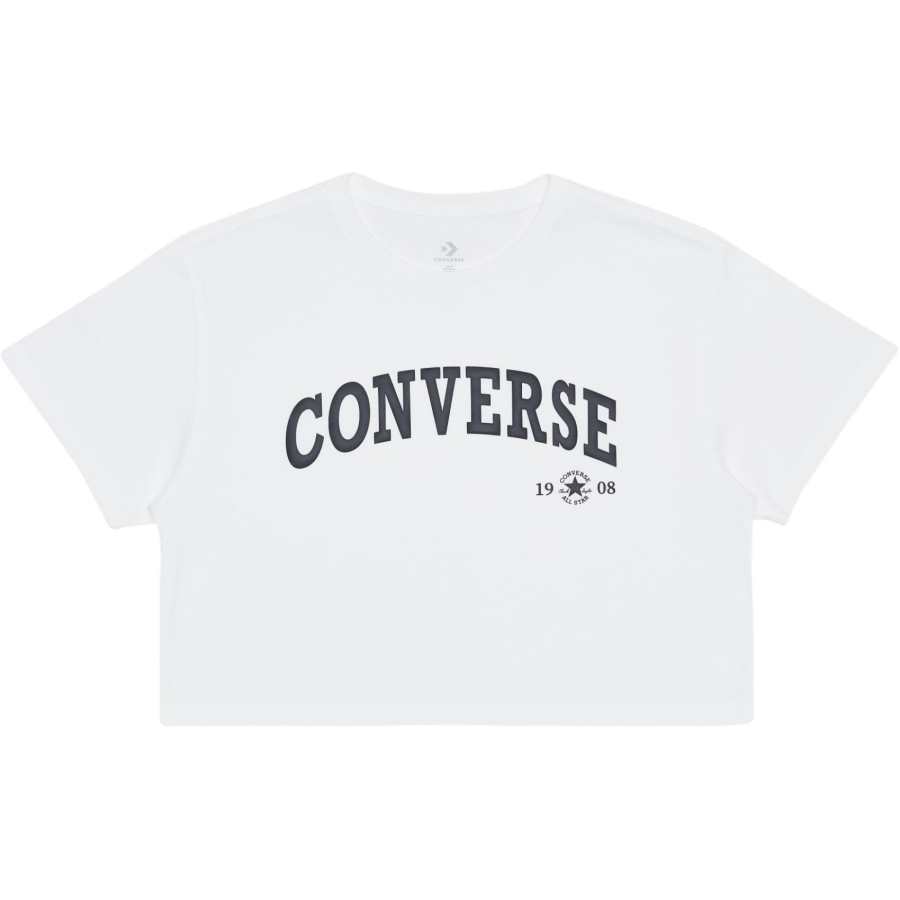 Converse T Shirts Women's White Crew Neck Moderate Straight Fit
