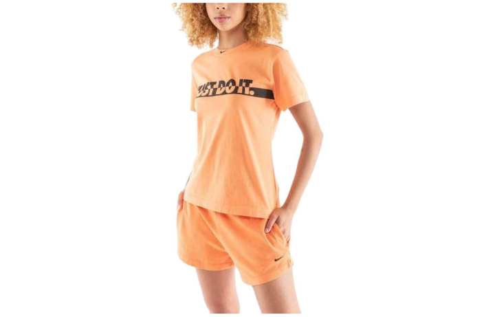 Nike Nike T Shirts Women's Orange Crew Neck Moderate Straight Fit