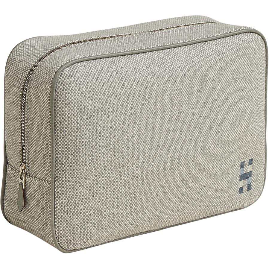 HERMES Merino Wool Travel Storage Bag Tubas Unisex 05 Argente Silver