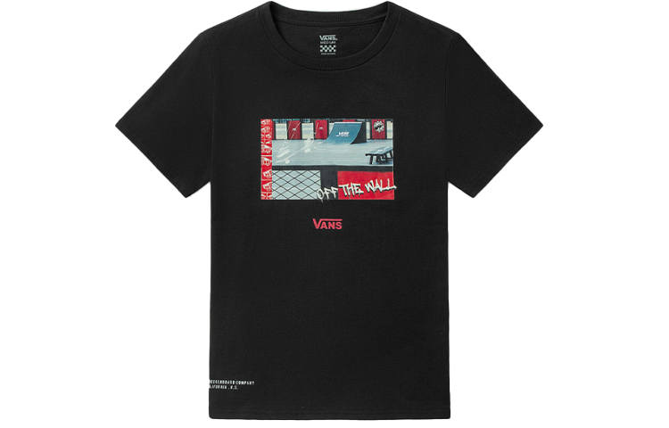 Vans T Shirts Women's Black Crew Neck Moderate Straight Fit