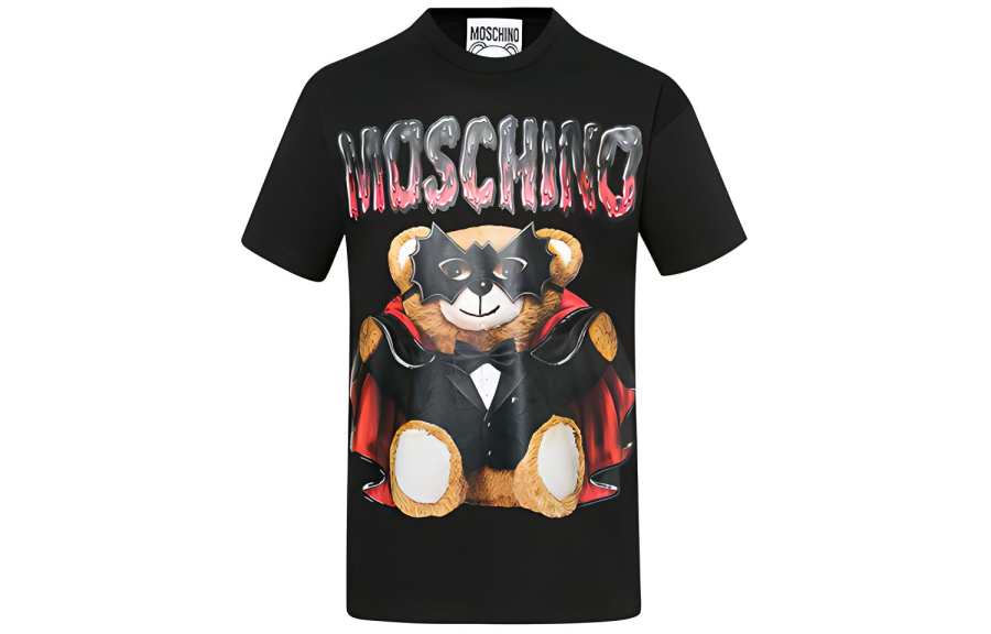 MOSCHINO T Shirts Women's Black Crew Neck Moderate Straight Fit