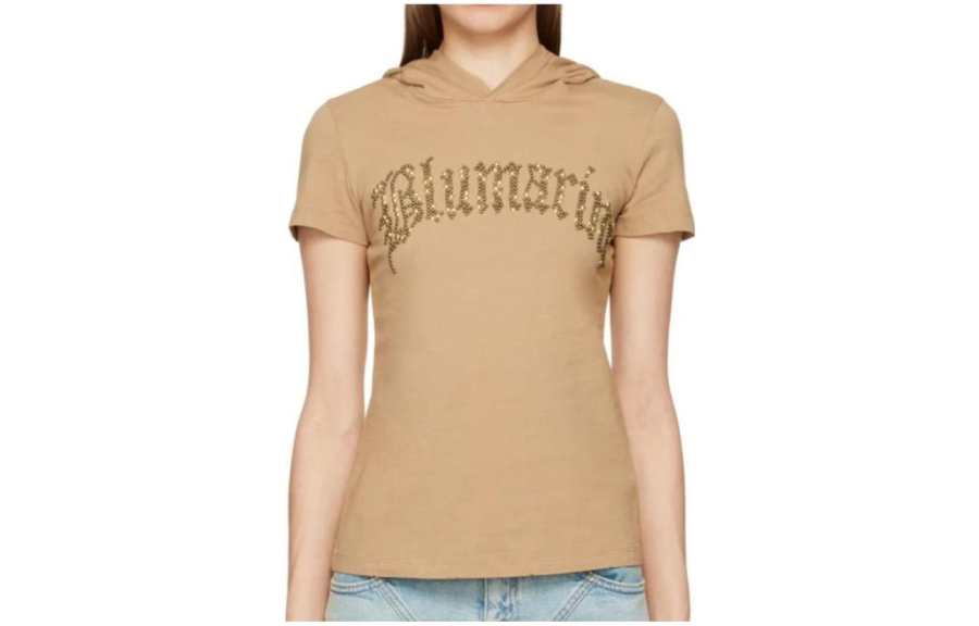 Blumarine T Shirts Women's Brown Hooded Moderate Straight Fit
