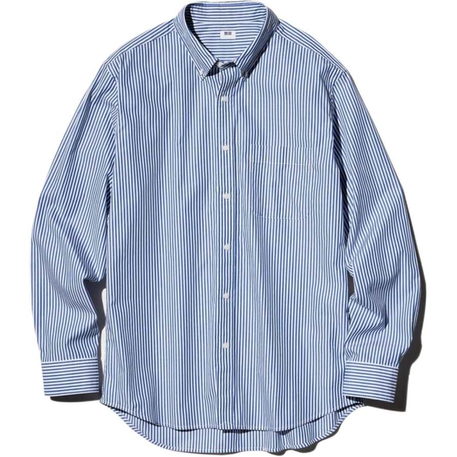 UNIQLO Shirts Unisex Blue Lapel Moderate