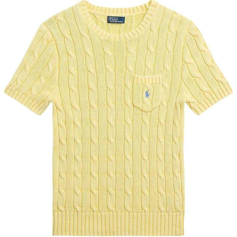 Polo Ralph Lauren Logo Embroidered Cable Knit Crewneck Top