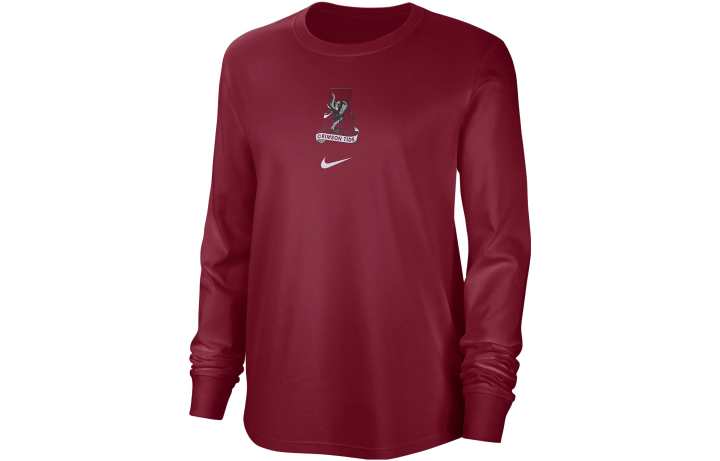 Nike Nike T Shirts Women's Red Crew Neck Moderate Straight Fit
