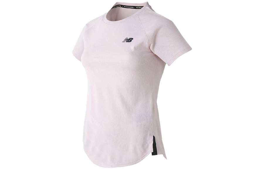 New Balance New Balance T Shirts Women's Pink Crew Neck Moderate Straight Fit