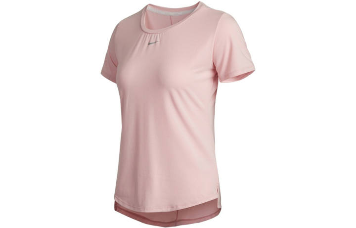 Nike Nike Dri Fit T Shirts Women's Pink Crew Neck Moderate Straight Fit
